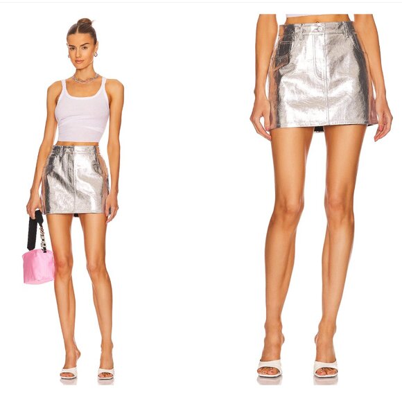 NWT Helmut Lang Mirror 5 Pocket Skirt | US 4 | Metallic Silver - Picture 3 of 6